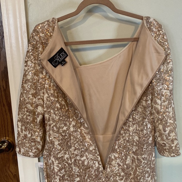 Alex Evenings Short Cocktail Sequins Dress-Ivory/Taupe-Women’s Size 14-NWT! - Picture 8 of 15